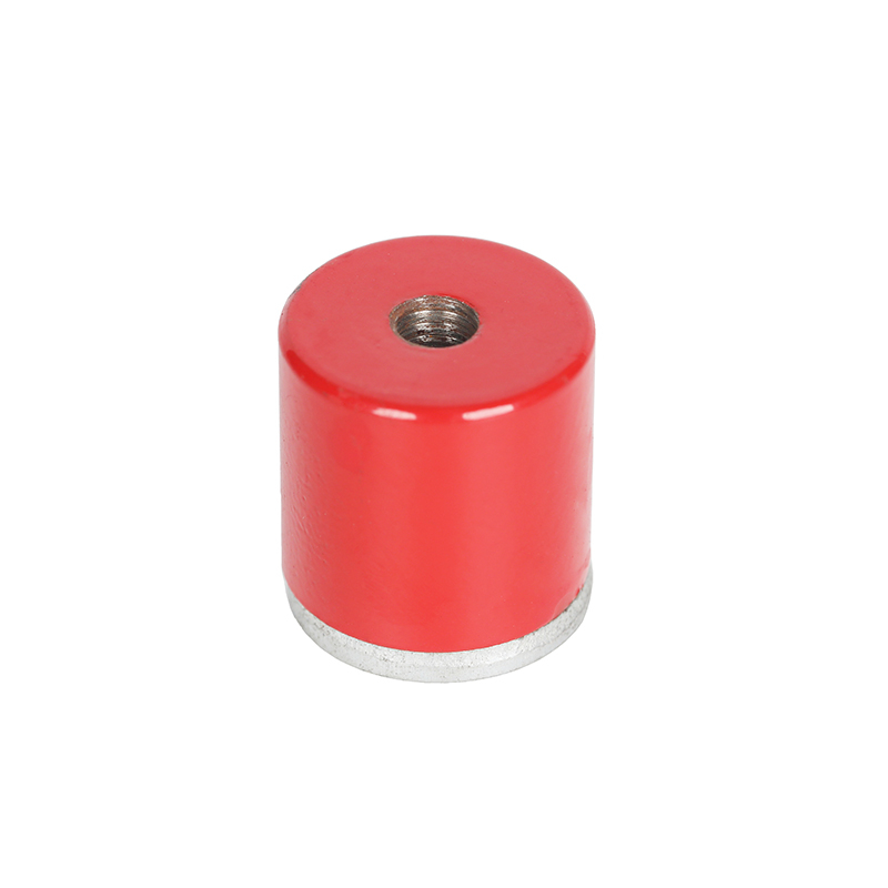 AlNiCo Pot Magnet with Red Paint